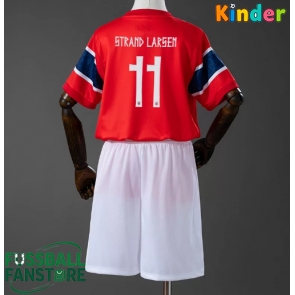 Norwegen Jorgen Strand Larsen #11 Replik Heimtrikot Kinder WM 2026 Kurzarm (+ Kurze Hosen)